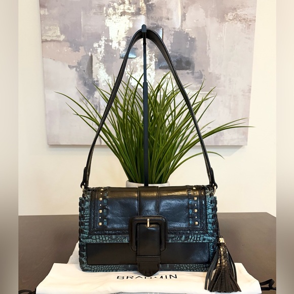Brahmin Handbags - Brahmin Marla Black/Aqua Sorensen